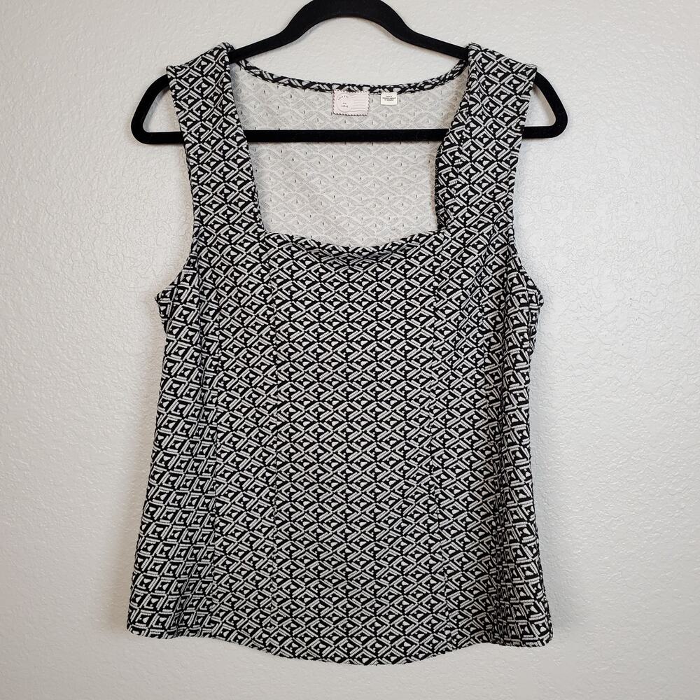 Anthropologie Postmark Top Womens Large Square Neck Geometric‎ Pattern Tank